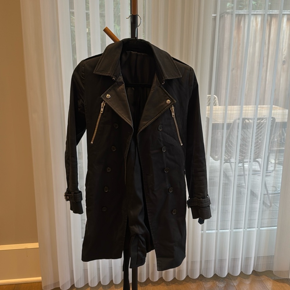 The Kooples Trench Coat with Leather Trim
